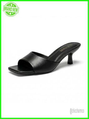 2-Inch Kitten Heels Sandals Square Open Toe Stiletto Low Heel Mules Dressy